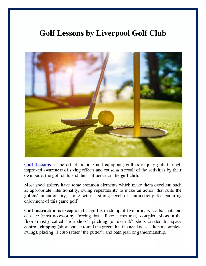 golf lessons by liverpool golf club