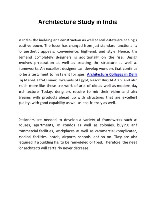 architecture study in india