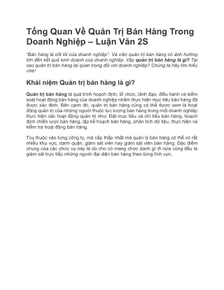 t ng quan v qu n tr b n h ng trong doanh nghi