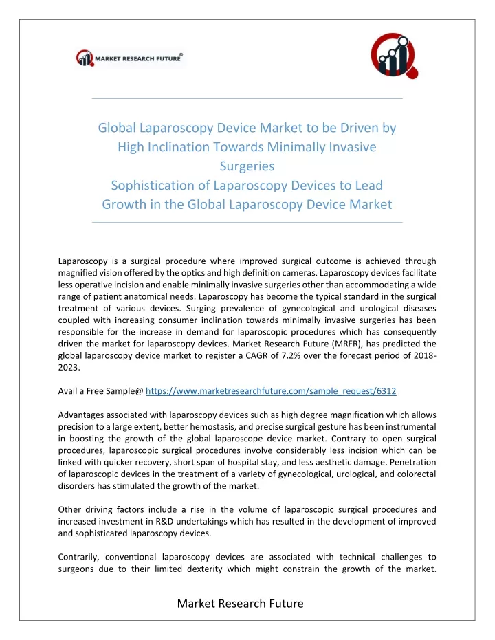 global laparoscopy device market to be driven