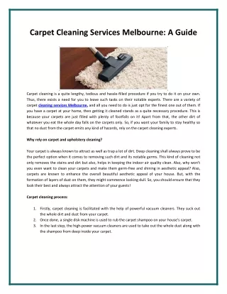 Carpet Cleaning Services Melbourne: A Guide