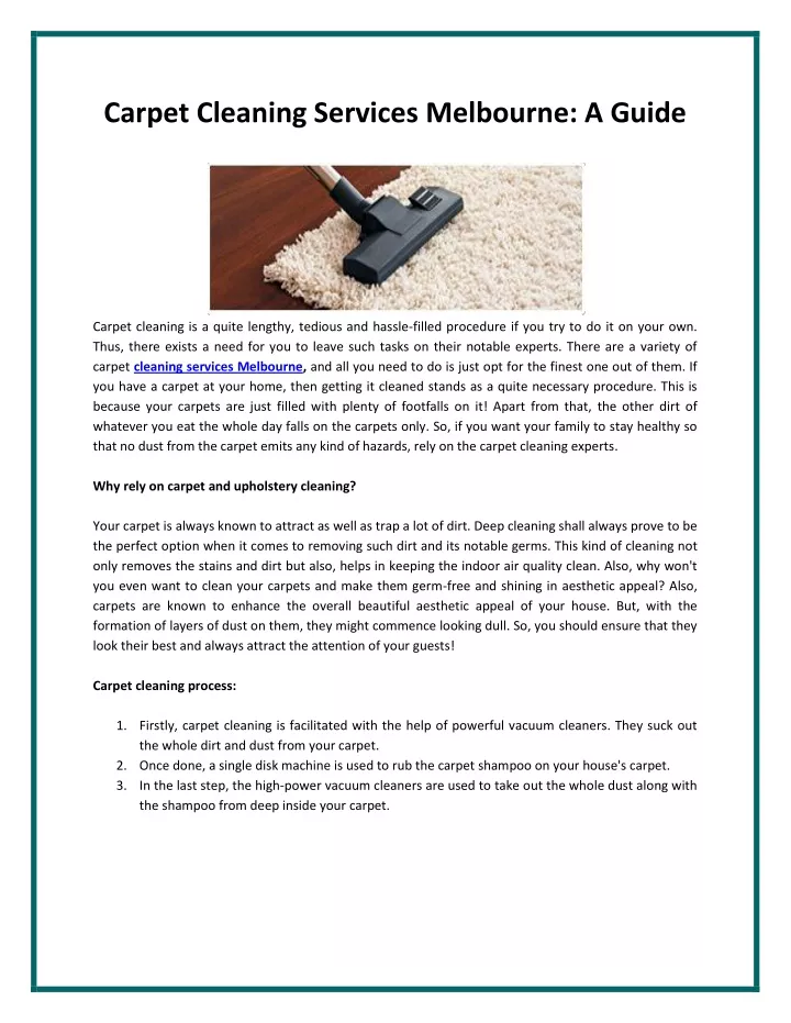 carpet cleaning services melbourne a guide