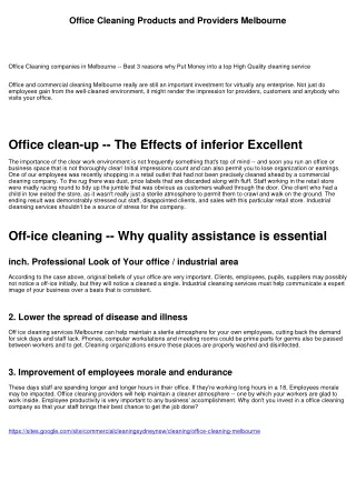Office Cleaning Providers Melbourne