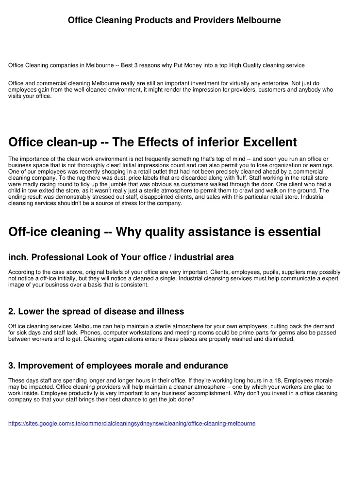 office cleaning products and providers melbourne