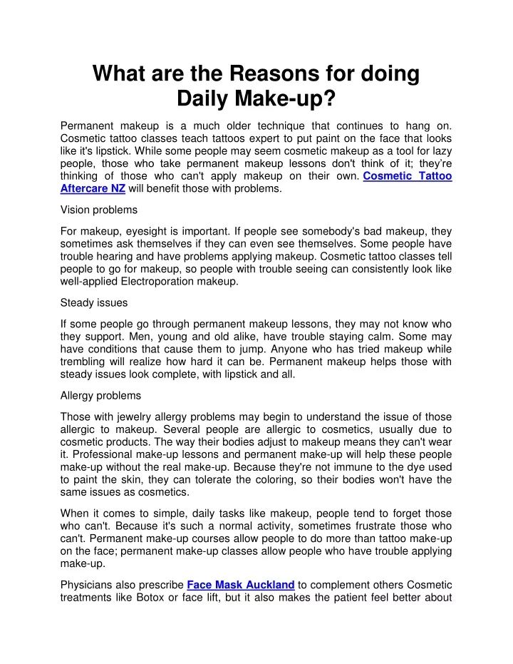 what are the reasons for doing daily make up