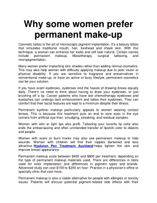 why some women prefer permanent make up