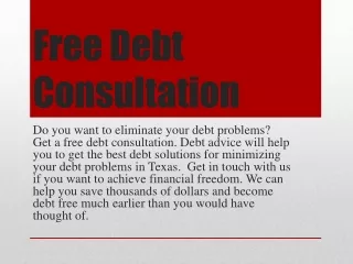 Free Debt Consultation Texas