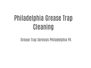 Philadelphia Grease Trap Cleaning