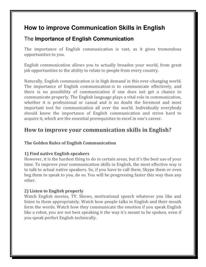 how to improve communication skills in english