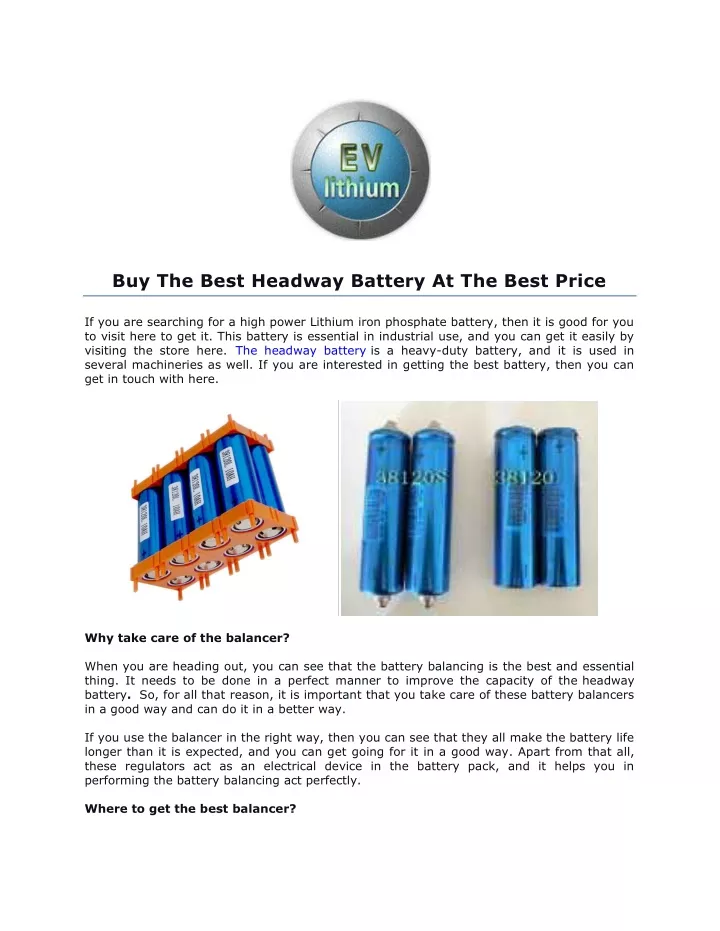 buy the best headway battery at the best price