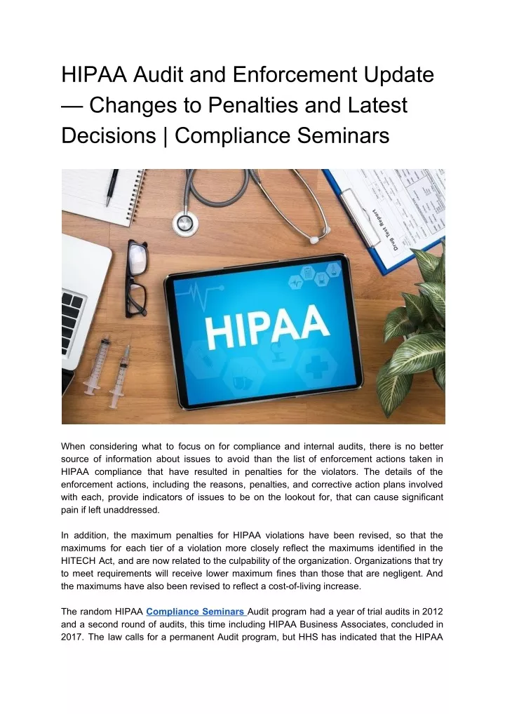hipaa audit and enforcement update changes
