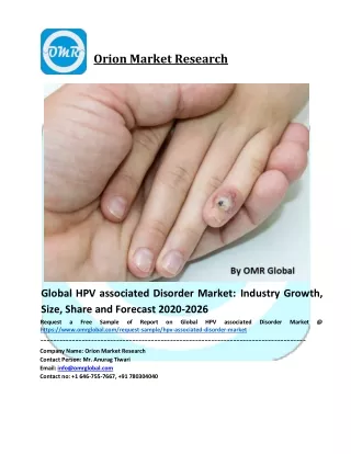 HPV associated Disorder Market Growth, Size, Share, Industry Report and Forecast to 2026