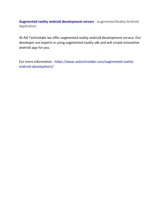 augmented reality android development service