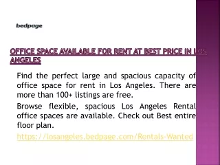 Office space available for rent at best price in Los Angeles