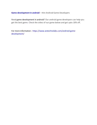 game development in android hire android game