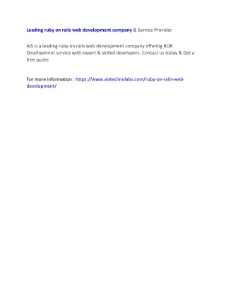 leading ruby on rails web development company