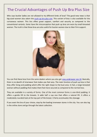 the crucial advantages of push up bra plus size