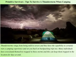 primitive survivors tips to survive a thunderstorm when camping