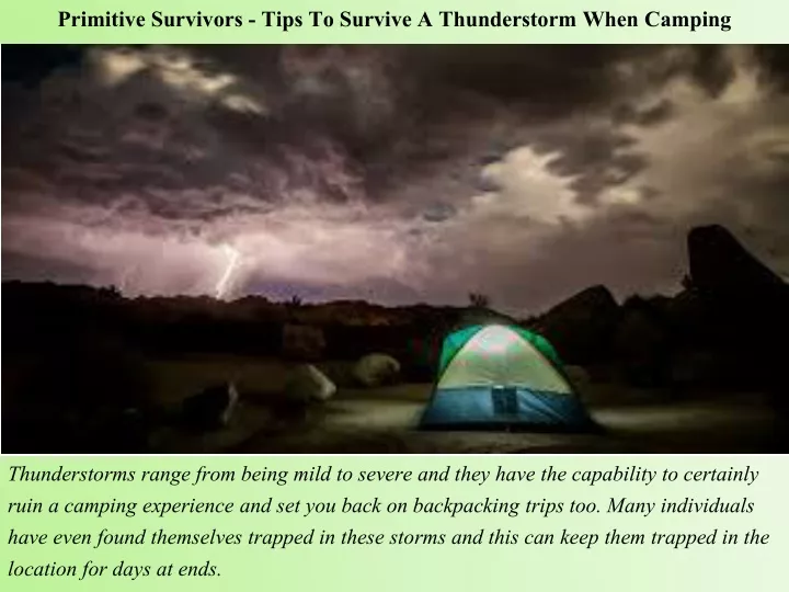 primitive survivors tips to survive a thunderstorm when camping