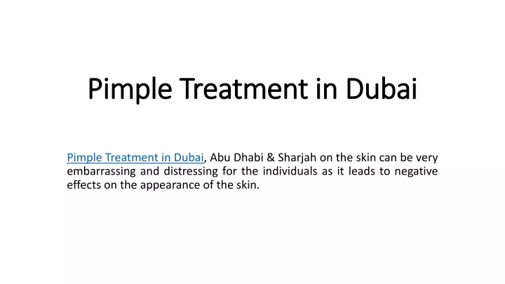 pimple treatment in dubai