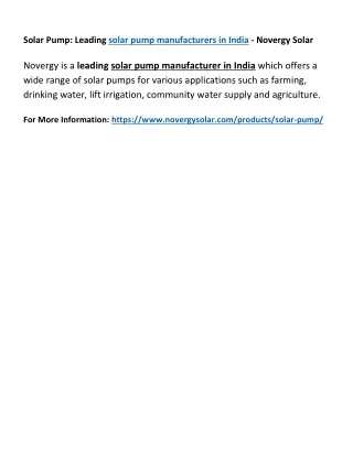 solar pump leading solar pump manufacturers