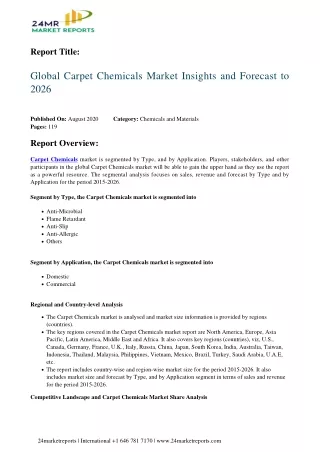 Carpet Chemicals Market Insights and Forecast to 2026