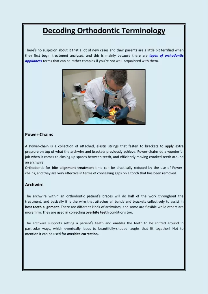 decoding orthodontic terminology