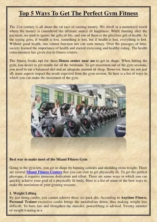 top 5 ways to get the perfect gym fitness