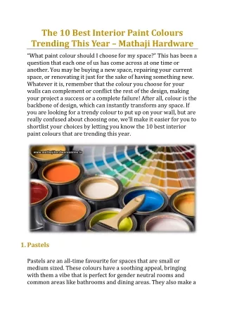 The 10 Best Interior Paint Colours Trending This Year - Mathaji Hardware