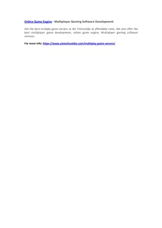 online game engine multiplayer gaming software