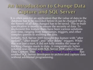 an introduction to change data capture and sql server
