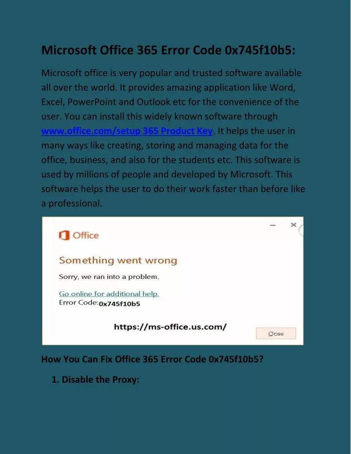 microsoft office 365 error code 0x745f10b5