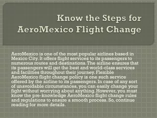 Know the Steps for AeroMexico Flight Change