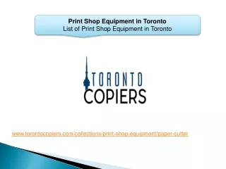 Print Shop Equipment in Toronto