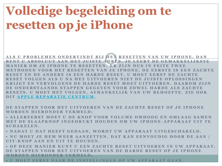 volledige begeleiding om te resetten op je iphone