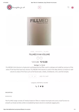 Best Filler for Cheekbones | Buy Fillmed X-Ha Volume