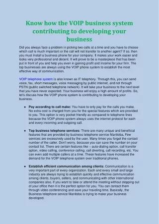 know how the voip business system contributing