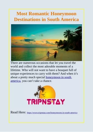 Most Romantic Honeymoon Destinations in South America