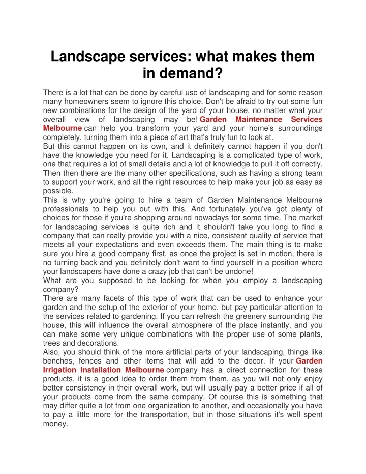 landscape services what makes them in demand