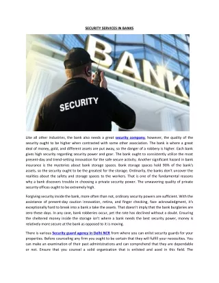 SECURITY SERVICES IN BANKS