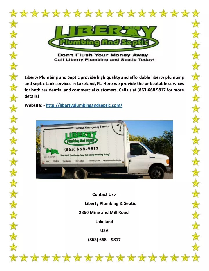 liberty plumbing and septic provide high quality