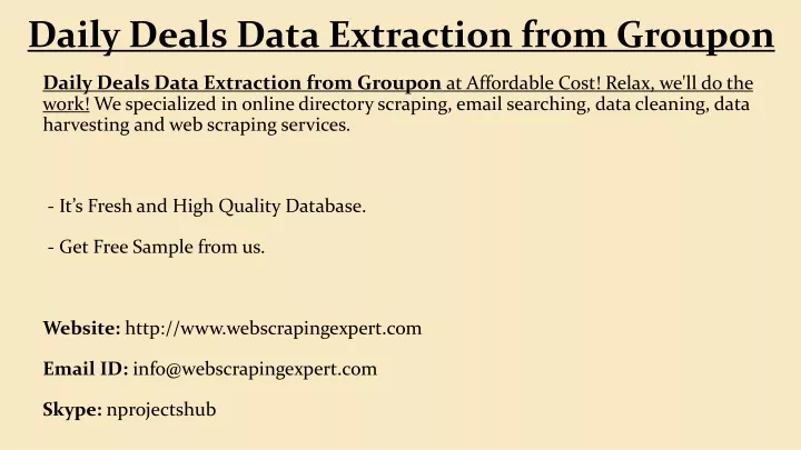 daily deals data extraction from groupon