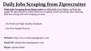 daily jobs scraping from ziprecruiter