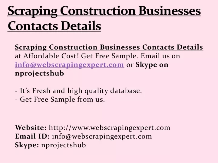 scraping construction businesses contacts details