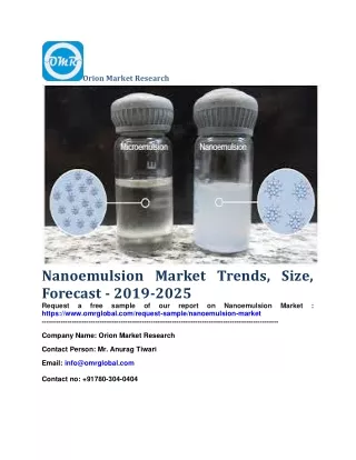 Nanoemulsion Market Trends, Size, Forecast - 2019-2025