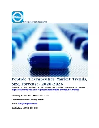 Peptide Therapeutics Market Trends, Size, Forecast - 2020-2026