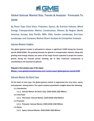 global gelcoat market size trends analysis