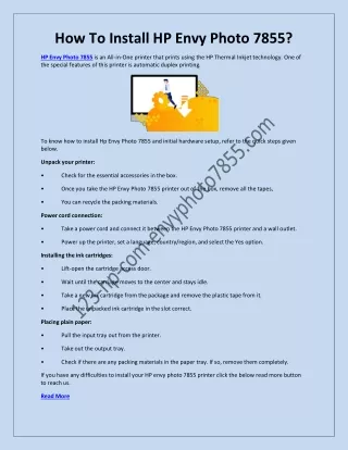 how to install hp envy photo 7855