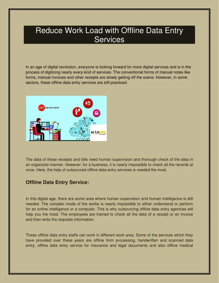 reduce work load with offline data entry services