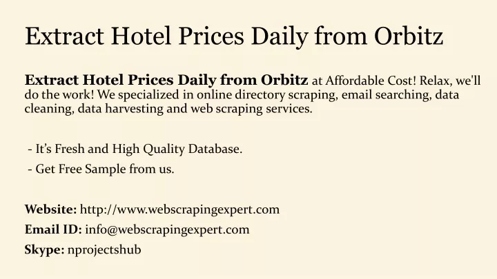 extract hotel prices daily from orbitz